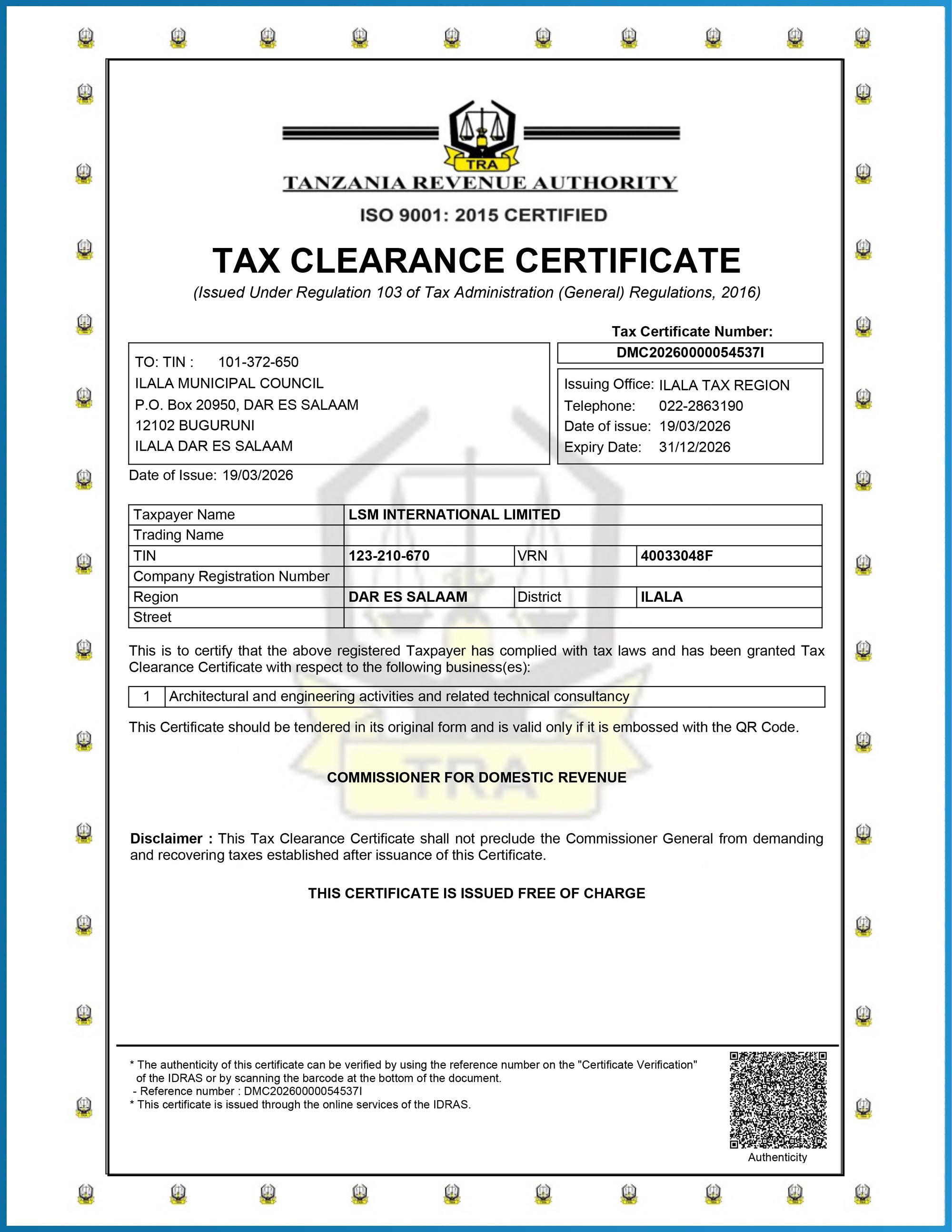 Tax Clearance 2026