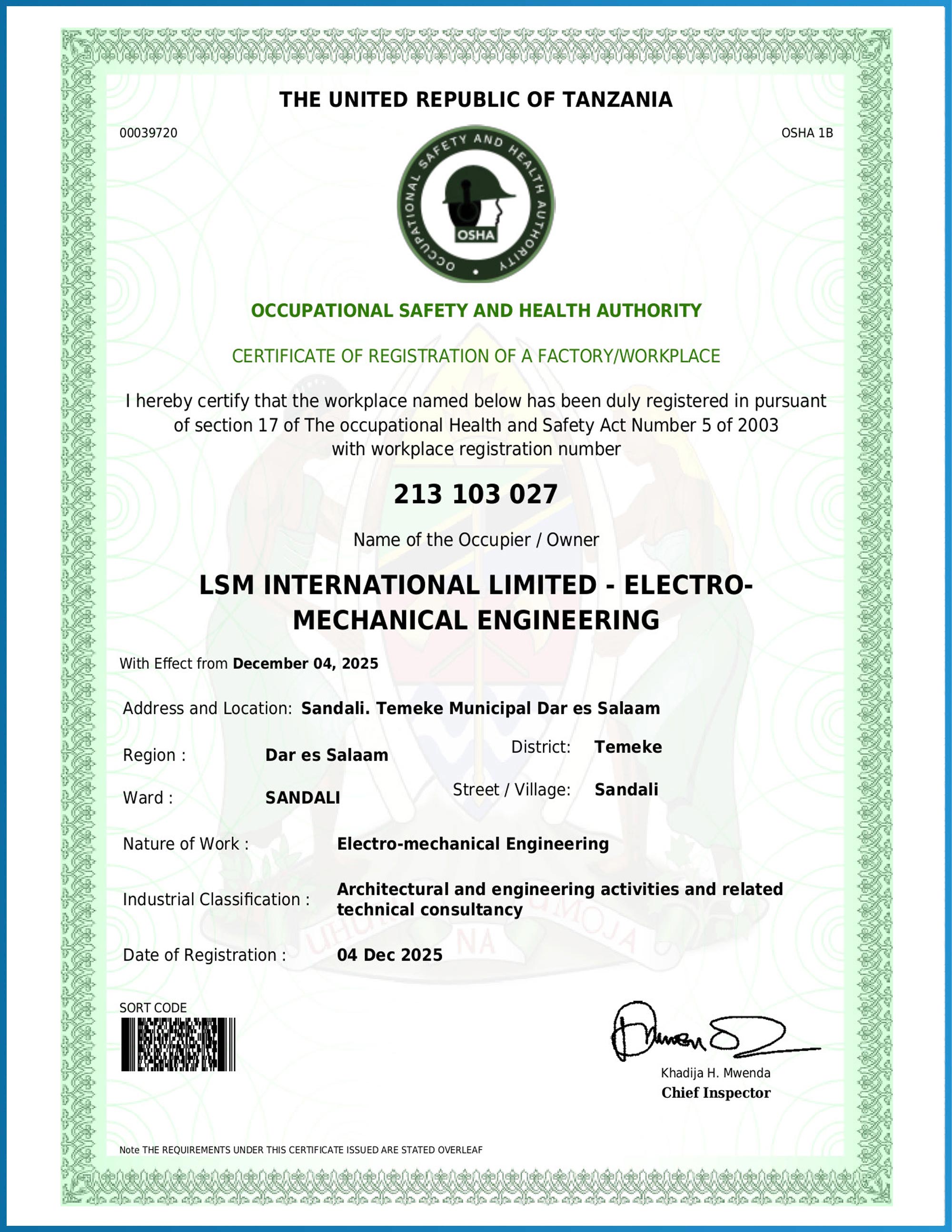 Occupational Safety and Health